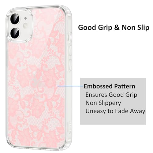 Coque antichoc iPhone 12 transparente durable protégeant des chutes avec motif floral rose - 7