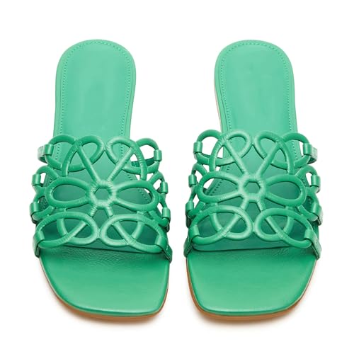 Flat Sandals for Women Open Toe Mesh Slides Slip On Summer Beach Sandals Comfortable Walking Vacation Shoes2