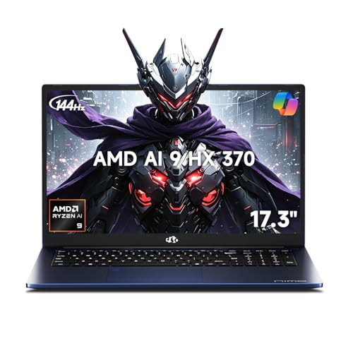 NIMO 17.3" Copilot+ AI Laptop, AMD Ryzen AI 9 HX 370 (Up to 5.1GHz), 16GB RAM 1TB SSD, Radeon 890M, 144Hz FHD Display, 100W Fast Charge, USB 4.0, Fingerprint, Backlit Keyboard, Gaming & Business