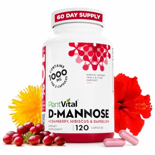 Plantvital D-Mannose Capsules 1000mg with Cranberr