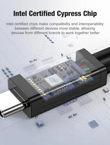 Image of Thunderbolt 5 Cable - 80Gbps, 16K@30Hz, Dual 8K@60Hz. 4K@120Hz, 240W PD Fast Charging (48V /5A), Intel Certified E-Marker, Compatible with MacBook, Windows, & Thunderbolt Devices | 1 Meter