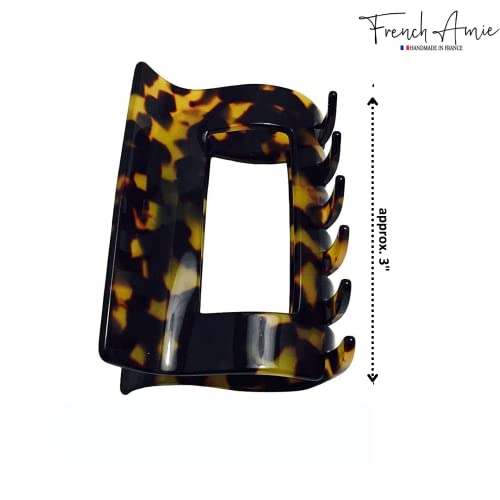 French Amie Geo Large Tokyo 3" Handmade Leopard Celluloid Strong Hold Jaw Hair Claw Clip Clamp Clutcher For Women And Girls, Made In France (Tokyo) #TOP4