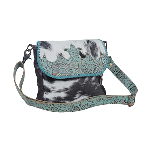 Myra Bag Turquoise Fleurs Leather & Hairon Bag S-38262