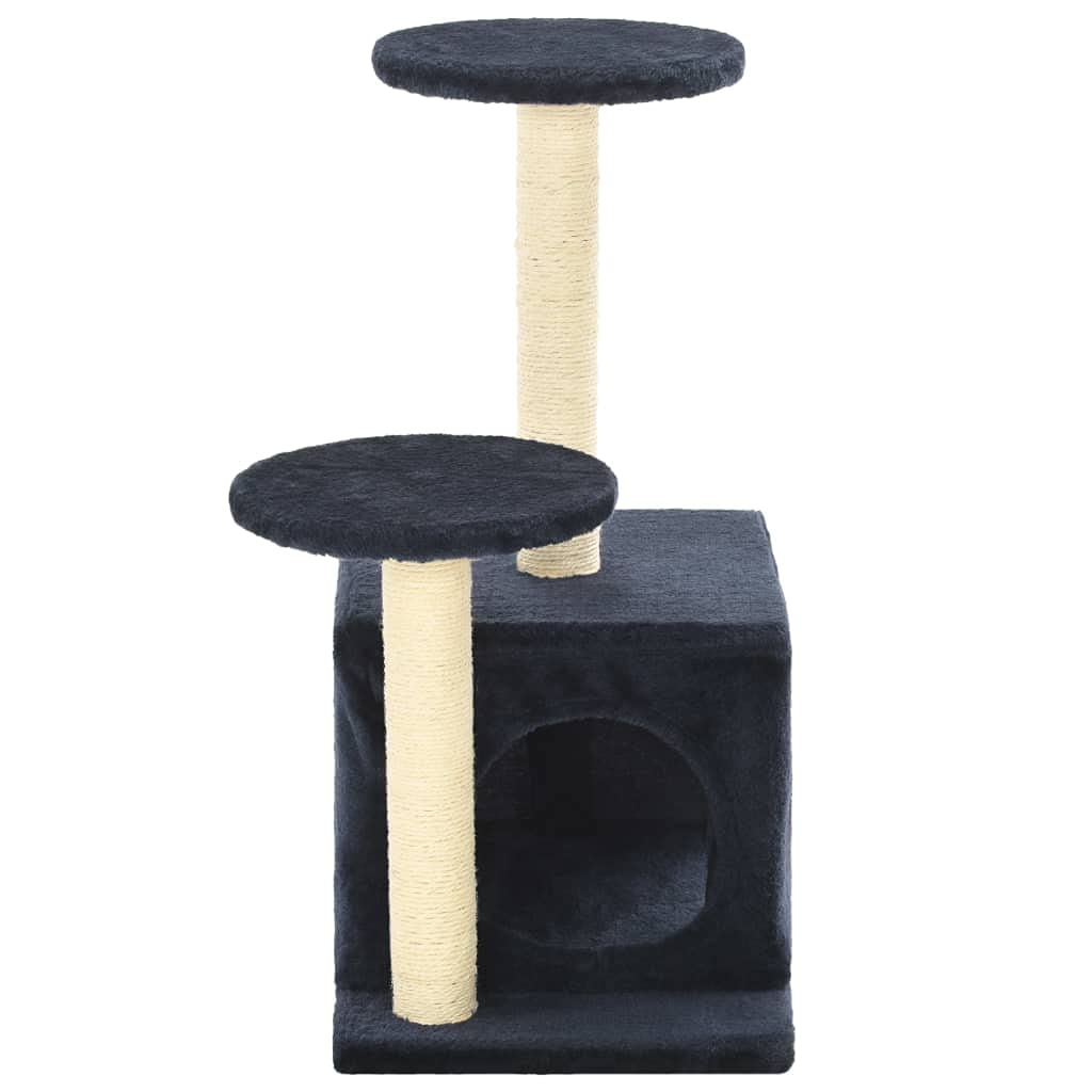 vidaXL Albero del gatto con Sisal tiragraffi Piattaforme Playhouse Scratcher Torre Condo House Pet Climbing Cave Blu Scuro Cartone Tessuto Peluche