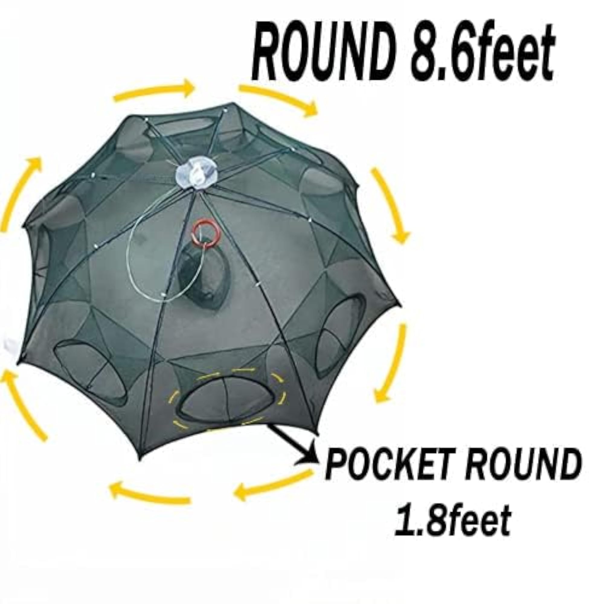 Foldable Fishing Net Trap with 8 Holes, Portable Design