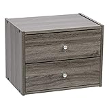 IRIS USA, SBDR GRAY, Modular Stacking Storage Box with Drawer, Gray, 1 Pack