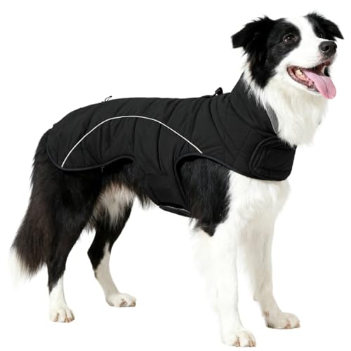 Chamarra de invierno para perros grandes 2XL negra y chaleco impermeable 4