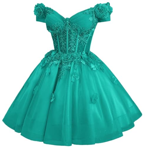 Image of Zhangyo Sparkly Tulle Homecoming Dresses for Teens Off Shoulder DAMA Dress