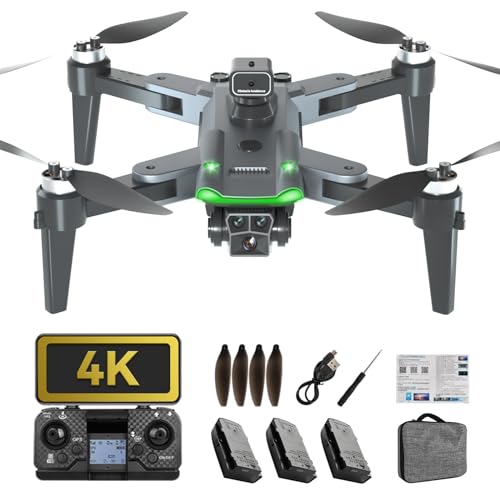 GPS Drone with 4K Camera for Adults, S166 Drone Under 249g 5GHz Transmission 3 Batteries, 90° Adjustable Lens, Auto Return, Follow Me, Brushless Motor Drones for Adults and Beginners