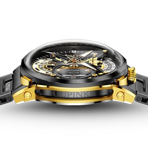 Image of OLEVS GELATU Mens Watch Automatic Tourbillon Wristwatch Skeleton Mechanical Self Winding 50M Waterproof Sapphire Crystal Square Male Watches Yellow /White /Black /Green
