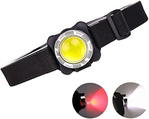 GRABOYY LED Headlamp Rechargeable COB Mini Headlight with White Red Light, 3 Modes Lightweight Portable Headlight for Outdoor Fishing and Camping