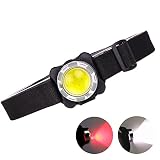 GRABOYY LED Headlamp Rechargeable COB Mini Headlight with White Red Light, 3 Modes Lightweight Porta