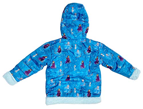 Disney Girls Frozen Puffer Hooded Reversible Jacket (Blue, 2T)4