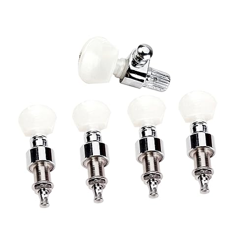 SUPVOX 5 PCS Banjo Tuning Keys Set Durable Geared Machine Heads with Plastic Buttons Replacement Tuning Pegs for Acoustic Banjo Parts Easy Installation with Bushings Spacers