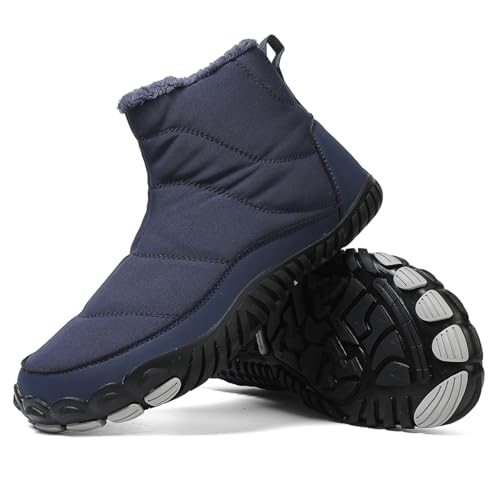 Image of Men's and Women's Barefoot Hiking Boots | Zero Drop Winter Snow Boots with Wide Toe Box | Slip-On Waterproof Ankle Booties | Minimalist Five-Finger Sneakers for Outdoor Hiking and Walking