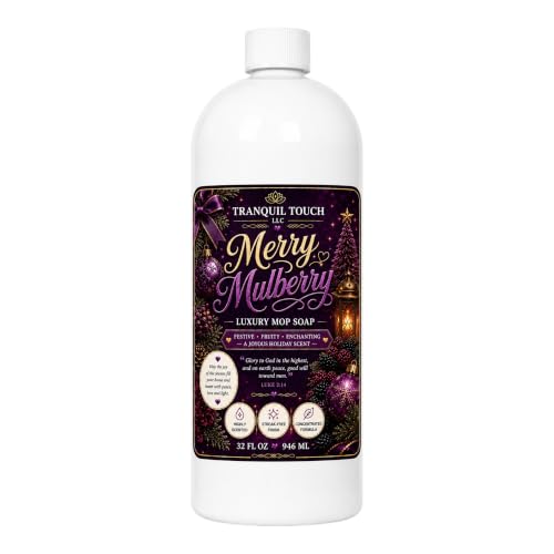 TRANQUIL TOUCH Holiday Collection Mop Soap, Luxury Floor Cleaner, Hardwood, Tile, Laminate, Stone & LVP, Long-Lasting Fragrance, No Residue, 32 oz (Merry Mulberry)