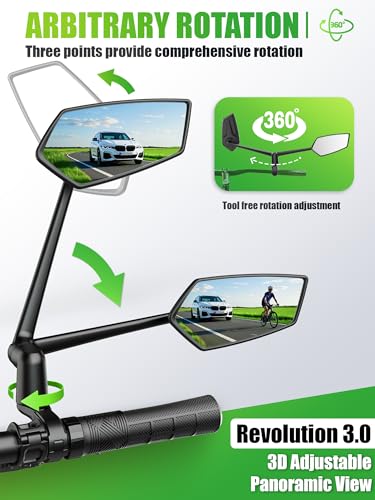 Espejo retrovisor para bicicleta RBRL de cristal con manillar ajustable 6
