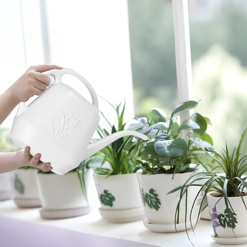 Image of Plant Watering Can - 1 /2 Gallon - White | With Long Spout for Watering-Home Indoor and Outdoor Garden