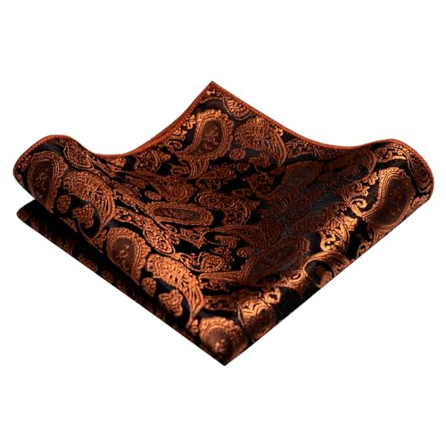 Image of JEMYGINS Mens Solid Color Paisley Necktie and Pocket Square with Tie Clip Sets