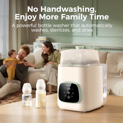 Image of Momcozy KleanPal Pro All-in-One Bottle Washer, Sterilizer & Dryer - Matte | New Matte White Design, 26 Powerful Spray Jets, 9 Cleaning Modes, 72 Hours Storage, built for new parents' everyday feeding