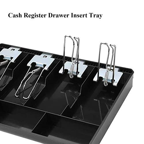 Money Tray Cash Register Drawer Insert Tray Portable Currency Till Replacement Money Organizer Storage Box With 5 Bills 4 Coins Compartments (5 Bills 4 Coins Metal Clip) #TOP4