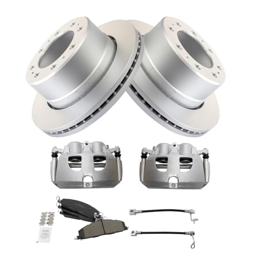 Image of TRQ Rear Brake Pad & Rotor Kit Semi-Metallic Compatible with 2014-2014 Ram 2500