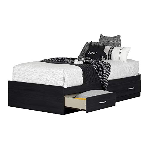 South Shore Cosmos Mates Bed with 3 Drawers, Twin 39-inch, Black Onyx