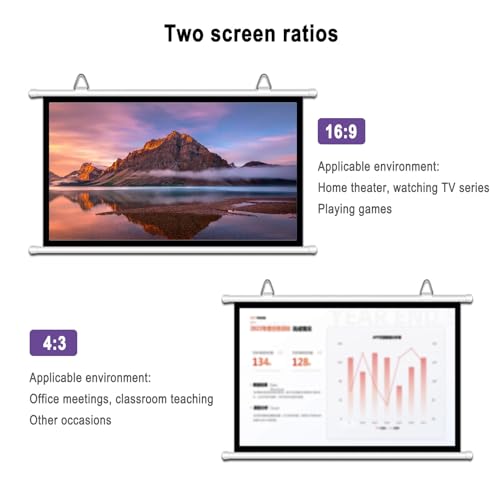 Pantalla de proyector manual retráctil 72" 4:3 negra miniatura 5