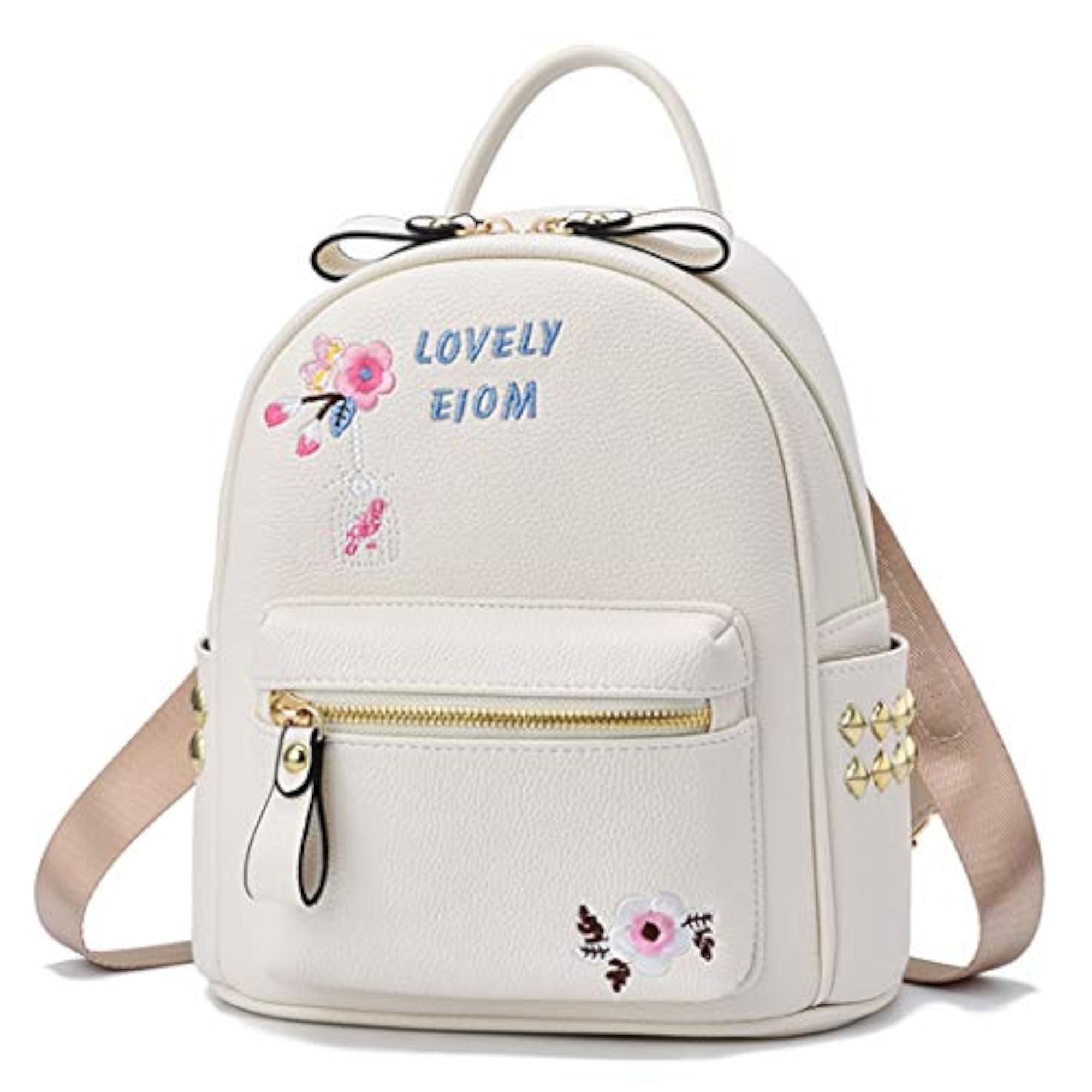 Women's Portable Mini Backpack, Casual Flower Faux Leather