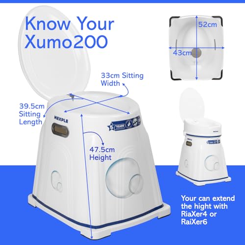 Image of MEXPLE Xumo200 Portable Indian to Western Toilet Converter Commode Chair (5 Years Warranty) | Portable Western Heavy Duty Toilet Seat for Elderly Handicap Users | Foldable Bathroom Chair - White