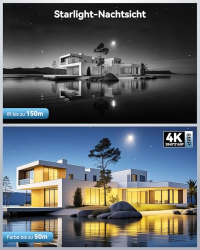 Ctronics 4K 8MP 30X Optischer 3D-Zoom &Uuml;berwachungskamera Aussen WLAN, Auto-Tracking mit Zoom & Patrouille, Personen-/Fahrzeug-/Tier-Erkennung, R&B Warnlichter, 150m Nachtsicht, 2,4/5G, Cloud, Metall