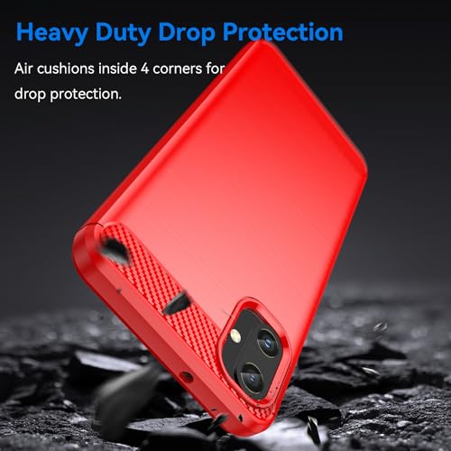 Aikcks for Samsung Galaxy A05 Phone case, Shockproof, Scratch Resistant Carbon Fiber Jacket, Soft TPU,for Galaxy A05 case (Red) - image 3