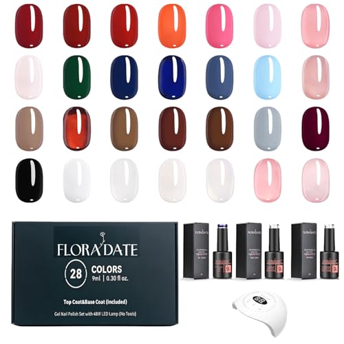 FLORA DATE 30Pcs Gel Polish Kit,28 Colors All Seasons Red