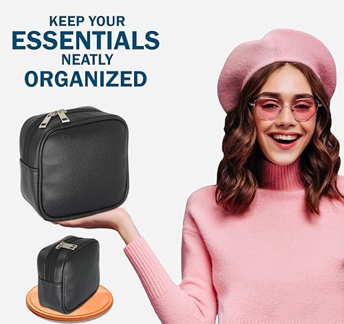 atorakushon Cosmetics Pouch Makeup Pouch Vanity Case Jewellery Pouch Case for Women & Girls Travel Organiser Ring Earring Pouch Bridal Gift Black Pack of 2