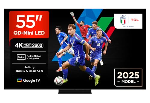 TCL 65Q7C 65 Inch QD Mini LED TV, 4K HDR Premium 2600, Smart Google TV (Dolby Vision IQ e Atmos, pannello HVA, audio Bang & Olufsen, Motion Clarity Pro a 144 Hz, Game Master)