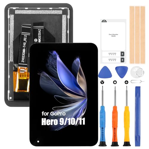 Atwist Pantalla para GoPro Hero 9/10/11 LCD Display - para GoPro Hero 9 LCD Pantalla de repuesto para GoPro Hero 10/11 LCD Touch Screen Digitalizador Cristal Asamblea Kit Piezas de Reparación (negro)