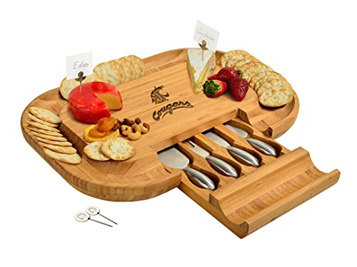 NCAA Washington State Cougars Officially Licensed Bamboo Cheese/Charcuterie Board with knife Set & cheese Markers by Picnic at Ascot