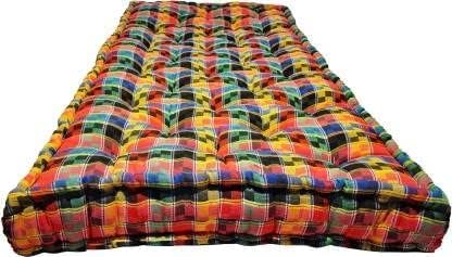 Deevine Craft 5-Inch Thick Soft Cotton Quilt | Foldable Queen Size Box Mattress | Medium Soft Gingham Plaid Checkered Multicolour Gadda | 72x60x5 Inches (5x6 Ft)