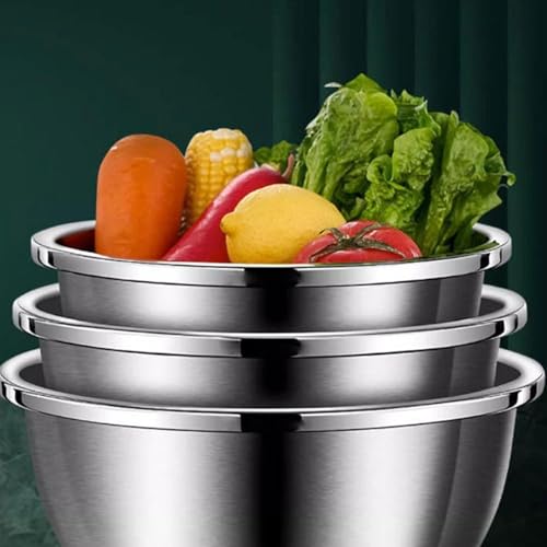 Cuenco para amasar de acero inoxidable con tapa, lavabo duradero para prueba de masa, cocinar y preparar alimentos, perfecto para hornear y preparar comidas