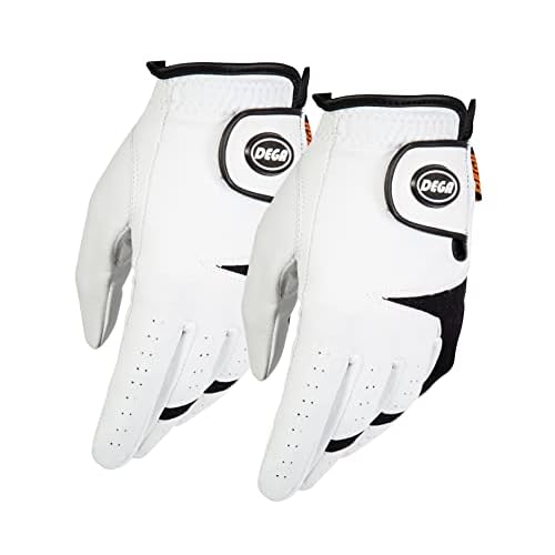 Dega Herren Golfhandschuh, 100 % Cabretta-Leder, für die linke Hand, weicher Griff, Größe M, 2 Stück