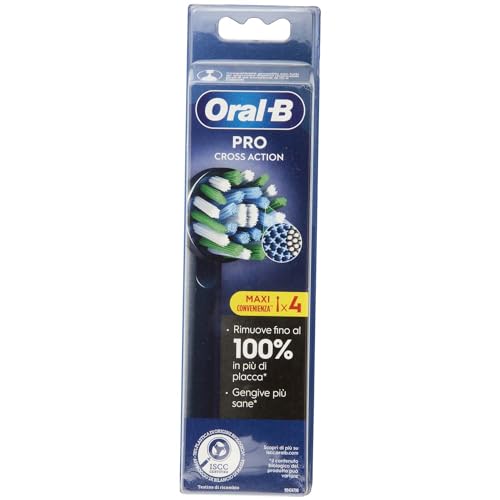 Oral-B Cross Action - Cabezales de cepillo eléctrico, paquete de 4 cabezales de repuesto negros, cerdas angulares que se adaptan a cada diente para una limpieza profunda