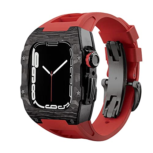 Ensemble de bracelet de luxe Apple Watch kit modification fibre de carbone iWatch 45mm 44mm