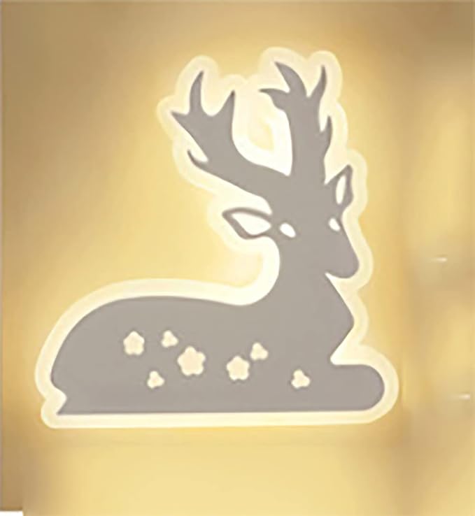 Generic Wandlamp, Wandlamp Vorm Herten Wandlamp, Indoor Moderne LED Wandlamp, Kinderkamer Lampenkap, Acryl Ingebouwde LED Lamp, Warm Licht, Wit