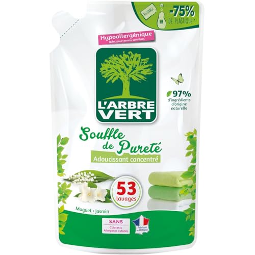 L'Arbre Vert Recharge Adoucissant Concentré Souffle De Pureté - Hypoallergénique - 53 Lavages - 800mL - Lot de 2