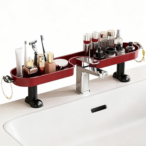Organizador de baño - Escurreplatos en forma de U de 22,32 x 4,33 x 4,41 pulgadas, estante de PP impermeable con gancho | Para esponja afeitadora bastoncillos de algodón hotel restaurante lavabo