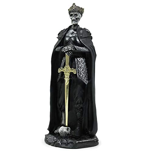 Esqueleto Caveira Guerreiro Soldado C/Espada Metal Resina (Preto)
