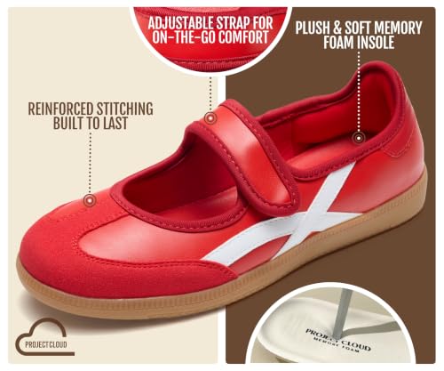Project Cloud Mary Jane Shoes, Comfortable Fashion Sneakers for Women Red by Project Cloud - Used condition - Image 2