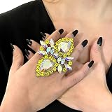 Luxury Rhinestone Open Rings Exaggerate Wedding Adjustable Ring Boho Big Crystal Finger Ring Summer