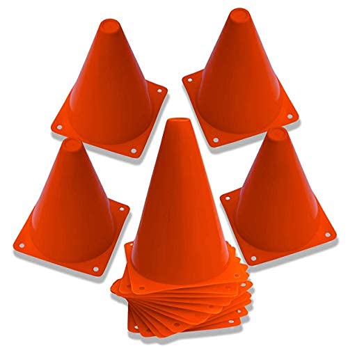 'Dazzling Toys Mini Traffic Cones - 7'' Mini Cones, Sports Safety Cones for Soccer Cones and Basketball Practice Equipment - Mini Orange Cones for Soccer Practice and Small Driving Practice Cones.'