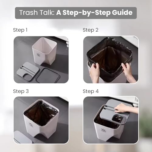 Image of JD FRESH 1 Pcs 10L Dustbin with Lid for Kitchen, Bedroom, Bathroom | Plastic Garbage Bin for Wet & Dry Waste, Food, Biomedical Waste | Multipurpose Trash Can for Home, Office Commercial Use - Grey